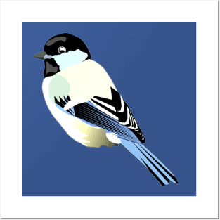 Fun little chickadee bird with 4 stylized options Posters and Art